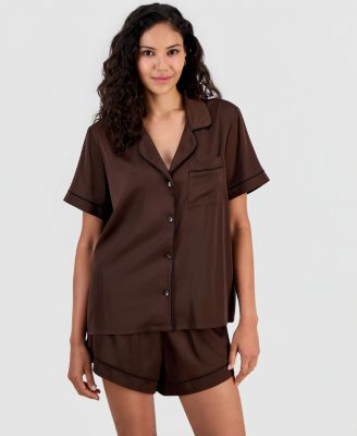 Women's Stretch Satin Short-Sleeve Pajama Set