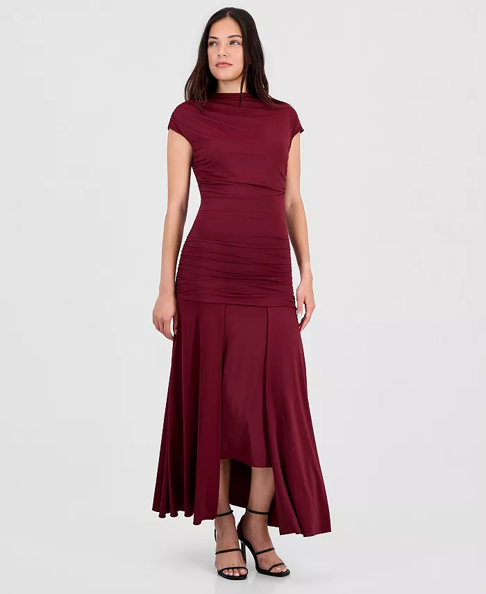 Women's Ruched Cap-Sleeve Midi Dress - thumbnail 4