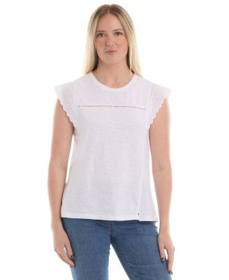 Women's Eyelet Cap Sleeve Tee