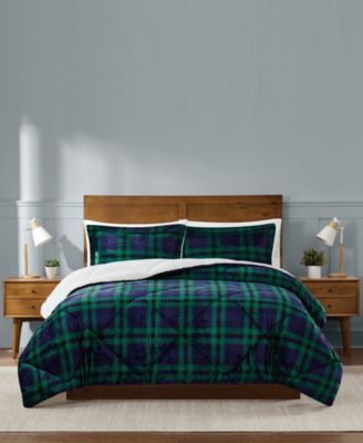 Cuddle Warmth Tartan Plaid 3-Piece Comforter Set, Full/Queen