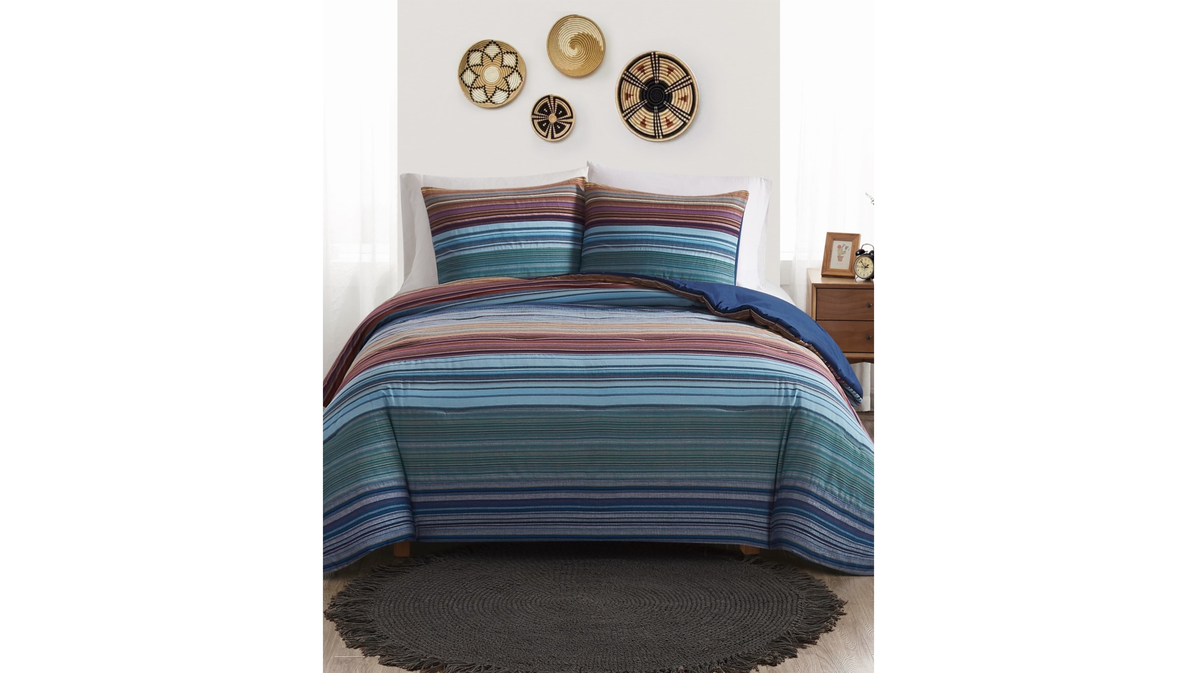 Brooklyn Loom Met Stripe Yarn Dye 3-Piece Comforter Set, Full/Queen