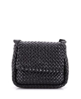 Small Cobble Flap Shoulder Bag Padded Intrecciato Leather