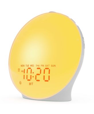 All in One Sunrise Alarm Clock   Noise Machine with 25 Soothing Sounds 17 Night Lights Bluetooth Speaker Dual Alarms Unlimited Snooze