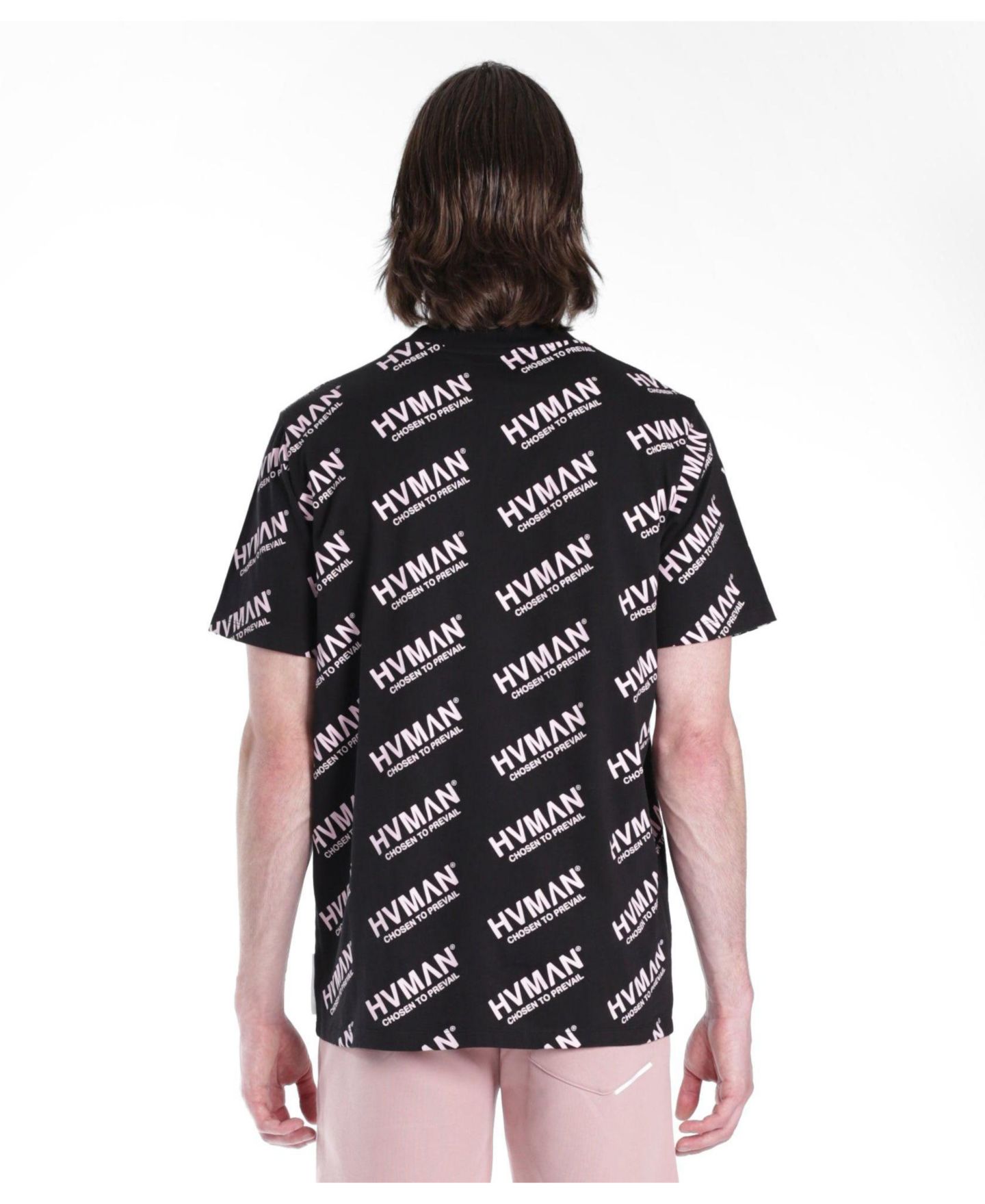 Мужская футболка Hvman Chosen To Prevail x Cult Human Chosen To Prevail x Cult Novelty, цвет: Чёрный / Пыльный розовый — фото 3