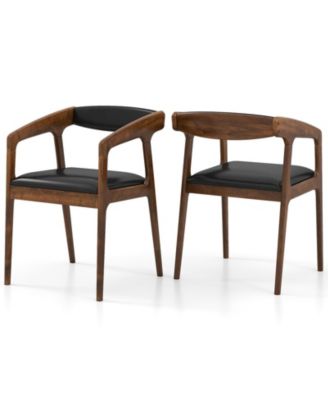 Set of 2 Accent Chairs PU Leather Upholstered Armchairs w/ Cozy Backrest