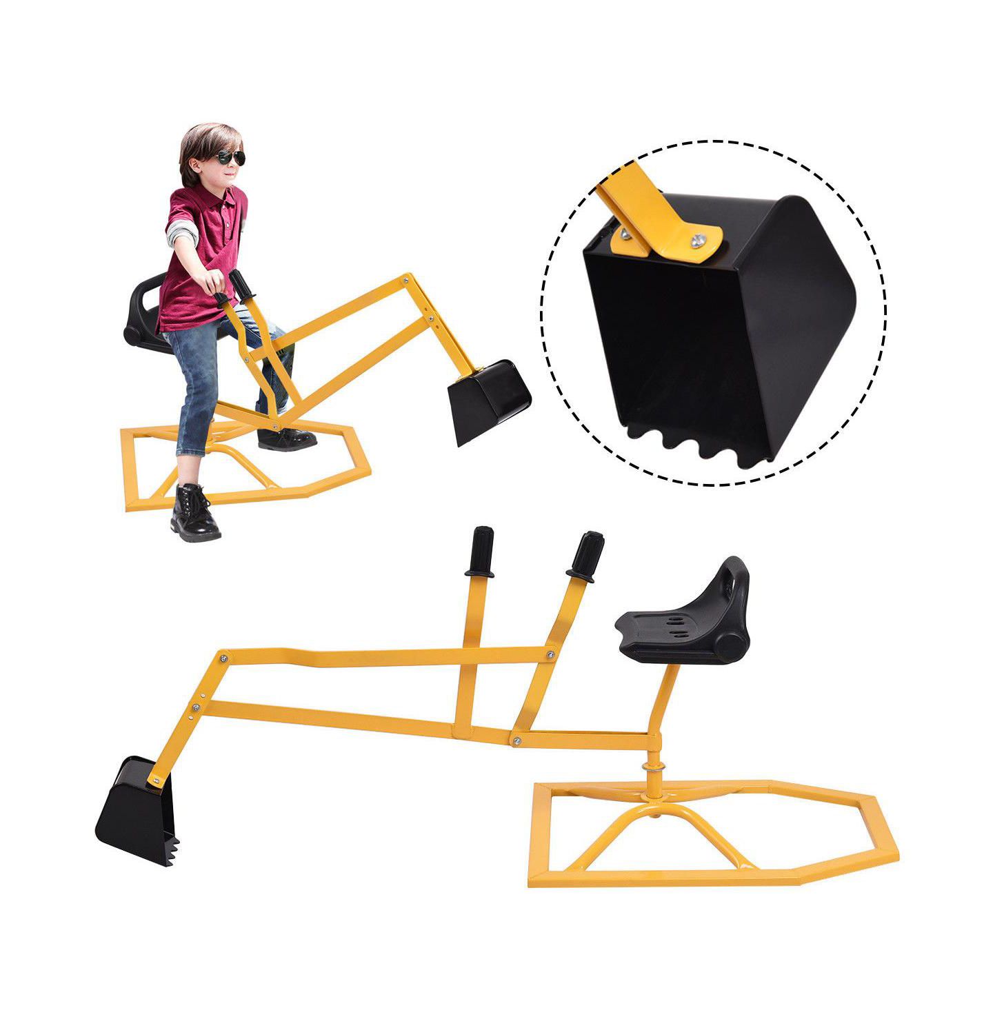 Детская игрушка Gymax Metal 360 Degree Rotatable Ride-On Sand Digger, 88 lb. Weight Capacity, 4–12 лет, цвет: Жёлтый — фото 1