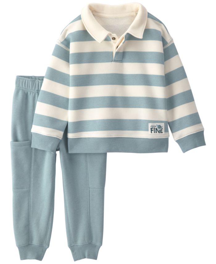 Carters Baby Boys Baby Girls Long Sleeve Polo Sweatshirt Pants 2 Piece Set