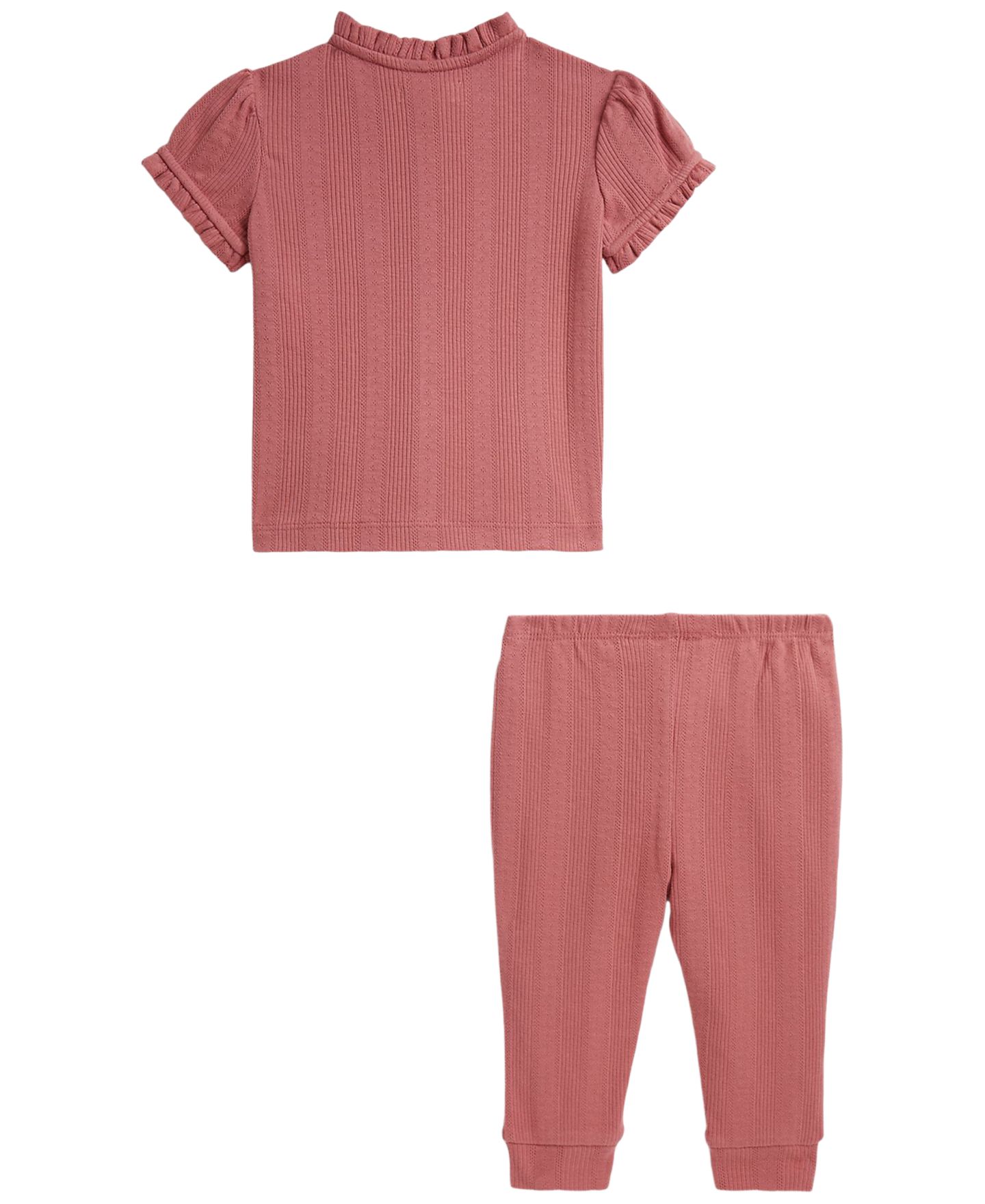 Комплект Polo Ralph Lauren Pointelle Knit Cotton Top and Leggings, 2-Piece Set для девочек-малышей, цвет: Холщовый розовый — фото 2