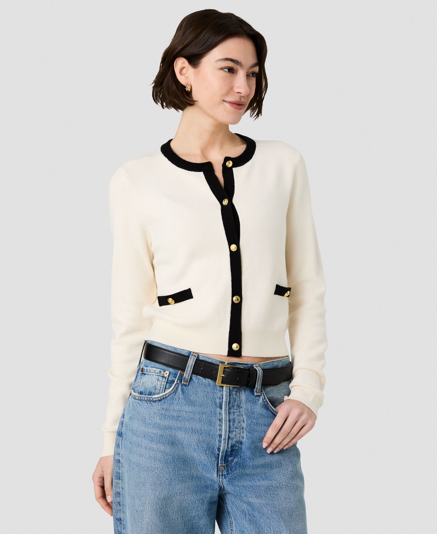 Women's Button-Front Fitted Cardigan