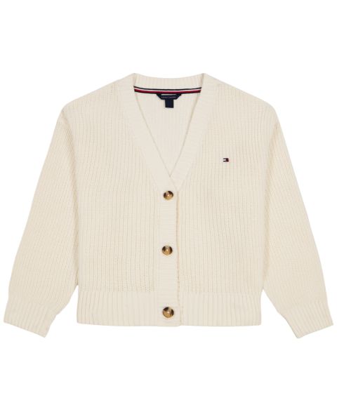 Кардиган Tommy Hilfiger Shaker Rib Cardigan Sweater для девочек, цвет: Натуральный