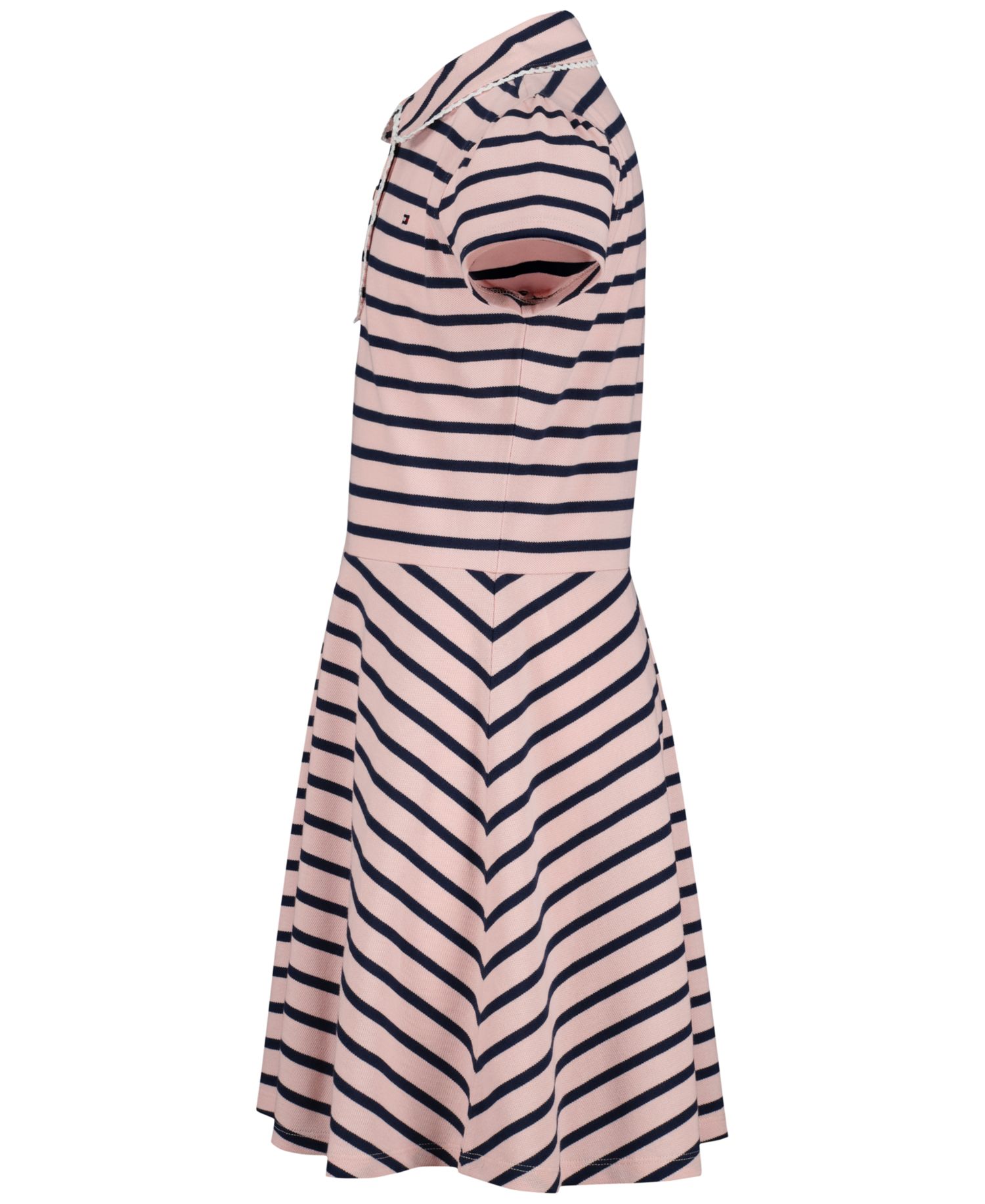 Girls' 7-16 Striped Polo Collar Dress