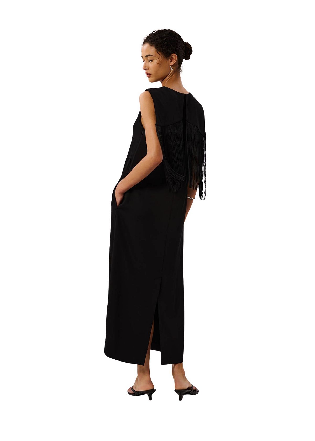 Whistles Women's Back Fringe Detail Midi Dress view 2 — MAYCSS fashion products