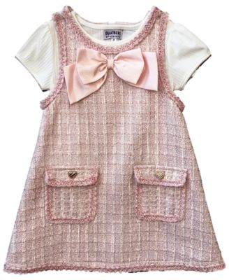 Girls' 2T-6X Short-Sleeve Top and Sleeveless Jumper Dress, 2-Piece Set 