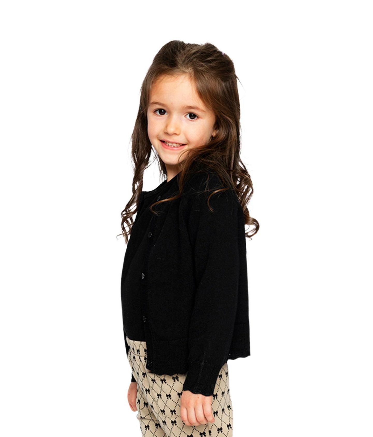 Кардиган Deux par Deux Knit Cardigan Sweater для девочек-малышей, цвет: Чёрный — фото 4