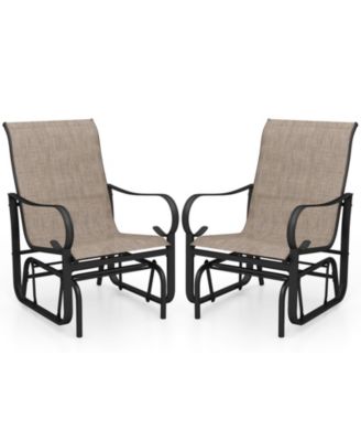Patio Glider Chair Set of 2 with Metal Frame and High Back Support-Mix