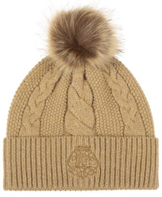 Metallic Direct Embroidery Cable Pom Beanie