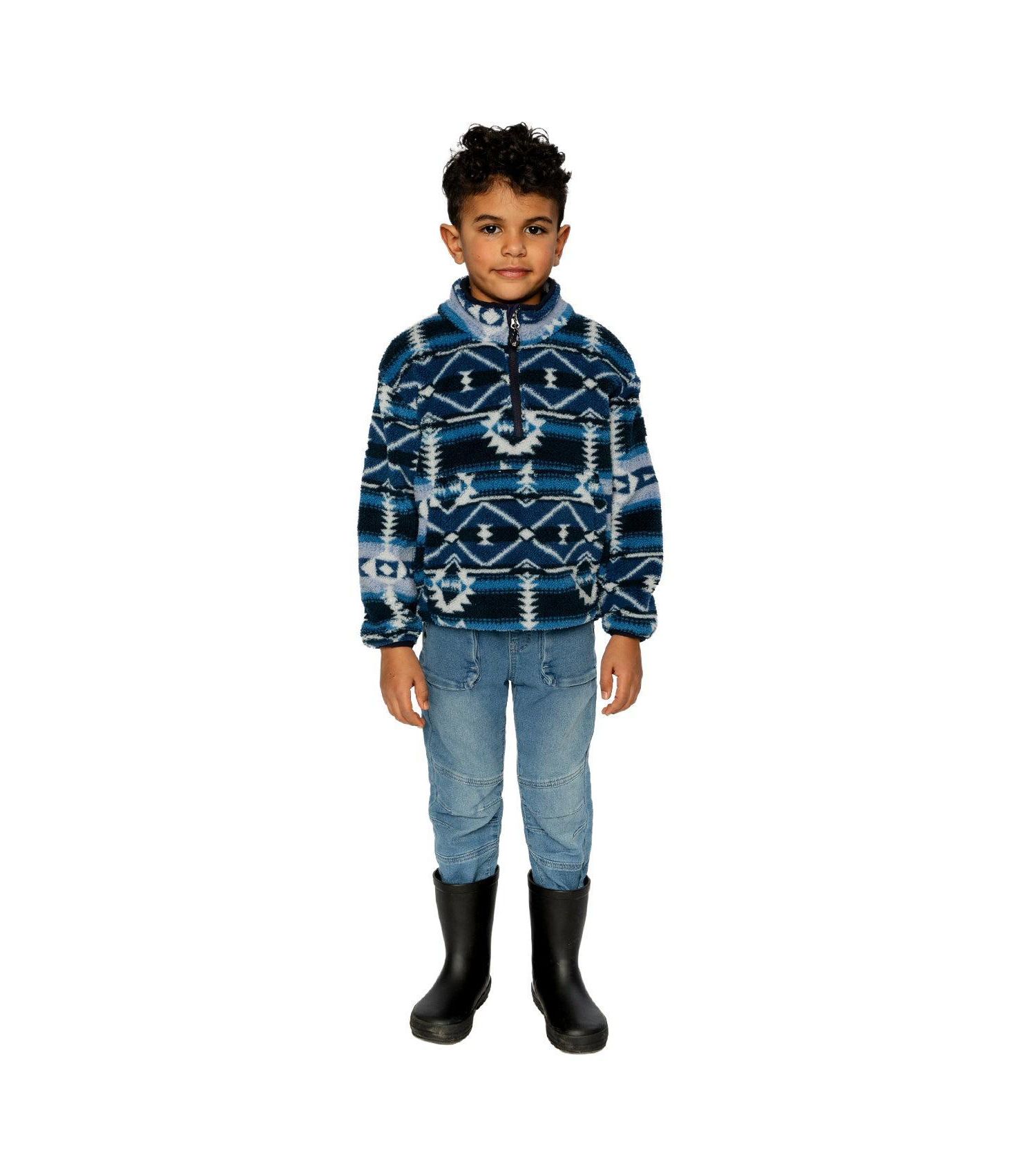 Little and Big Boy Mid-Season Plush Pullover Jacket Aztec