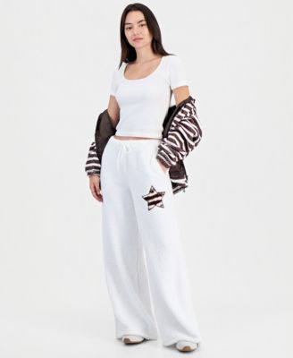 Juniors' Sherpa Wide-Leg Pants