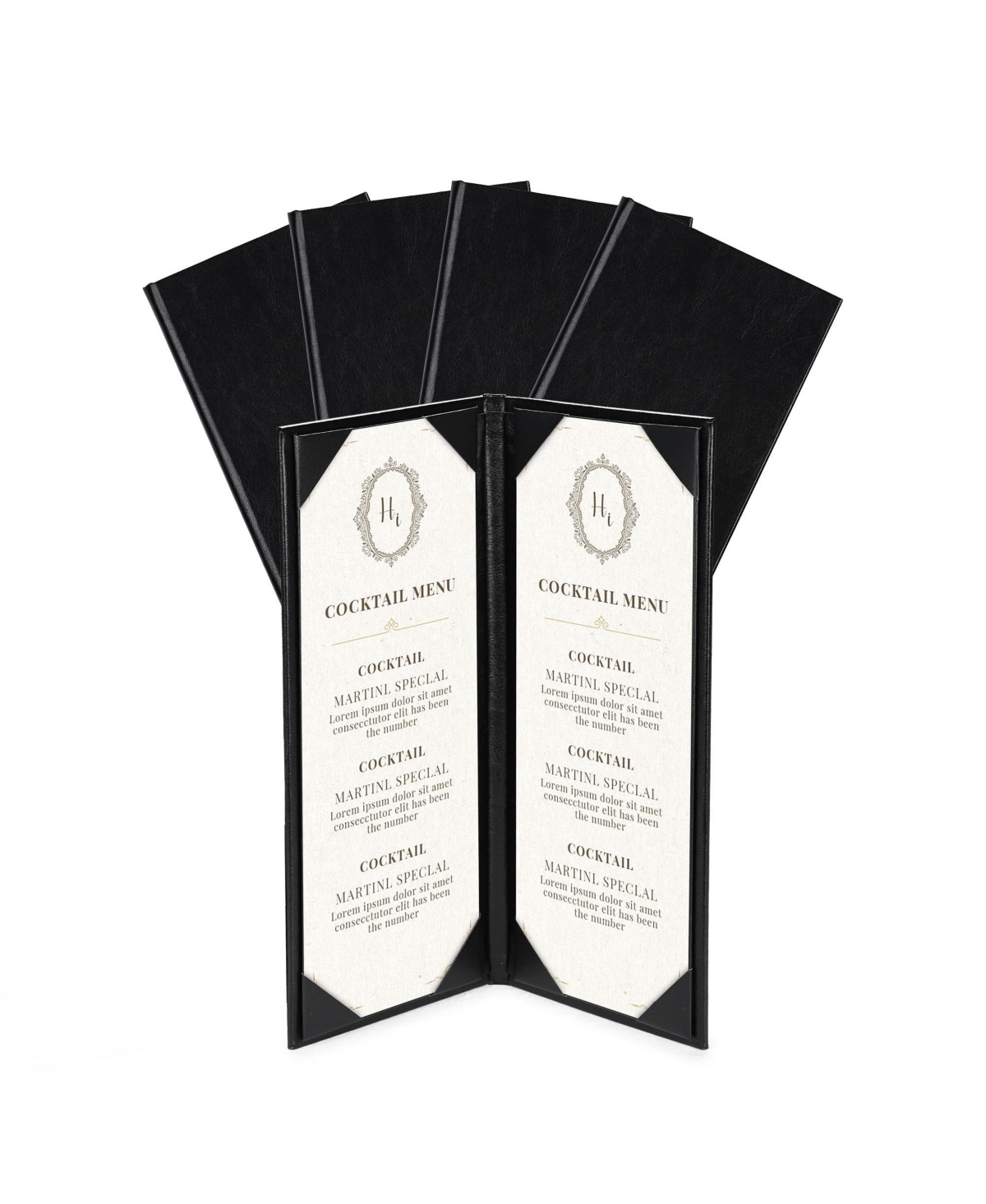 Yescom 5 Pack Menu Covers 4.25"x11" 2 View Angled Corners Wine List Restaurant