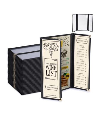  30 Pcs Restaurant Menu Covers Gate-view Fold 1 Page 2 View 8.5x14" and 2 Page 4 View 4.25x14" Wine List Bar Cafe
