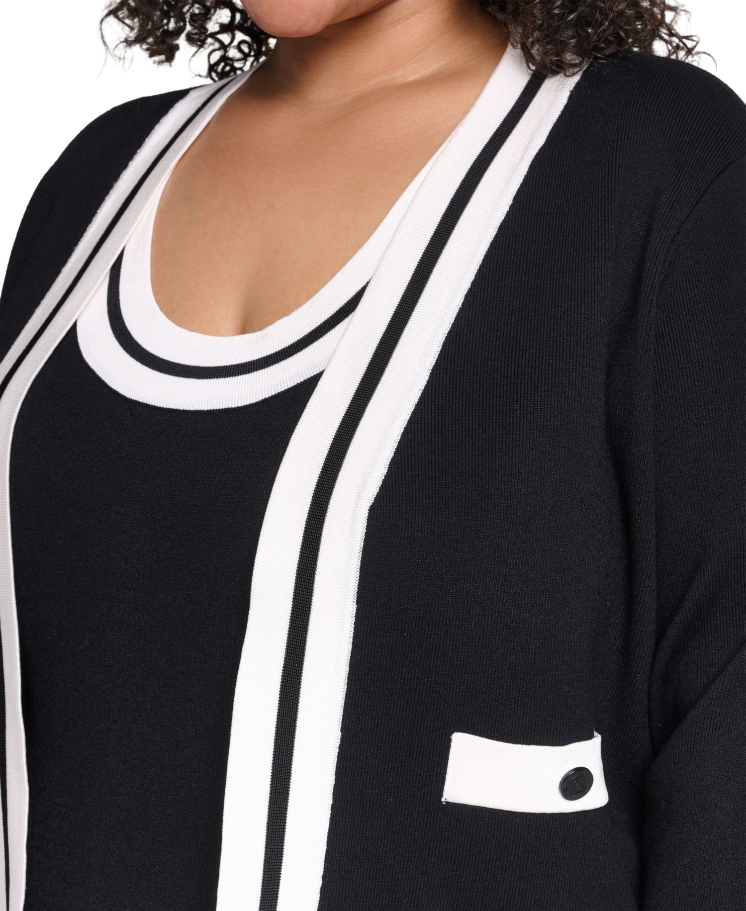 Plus Size Tipped Open-Front Cardigan