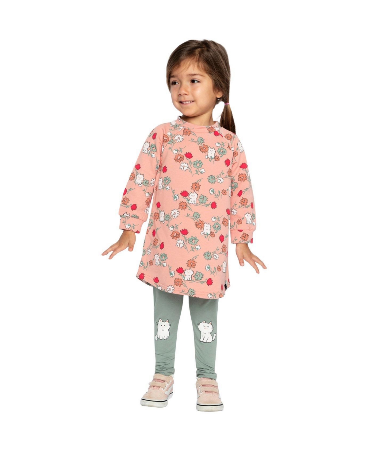 Deux par Toddler Girl French Terry Dress Cat Print