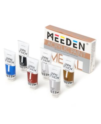 Metallic Acrylic Paint, 6 Colors Heavy Body Acrylic Paint Set, 60 ml/2 oz Pro Tubes, Rich Pigments and Craft Paints for Artists