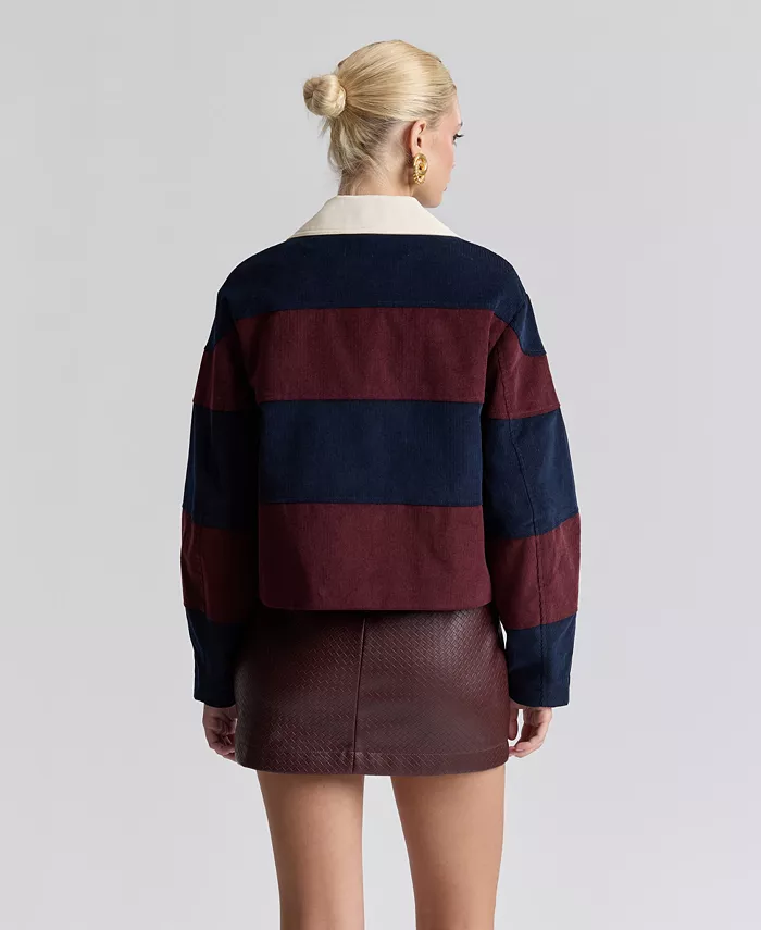 Women's Striped Rugby Front Tie Jacket - thumbnail 5