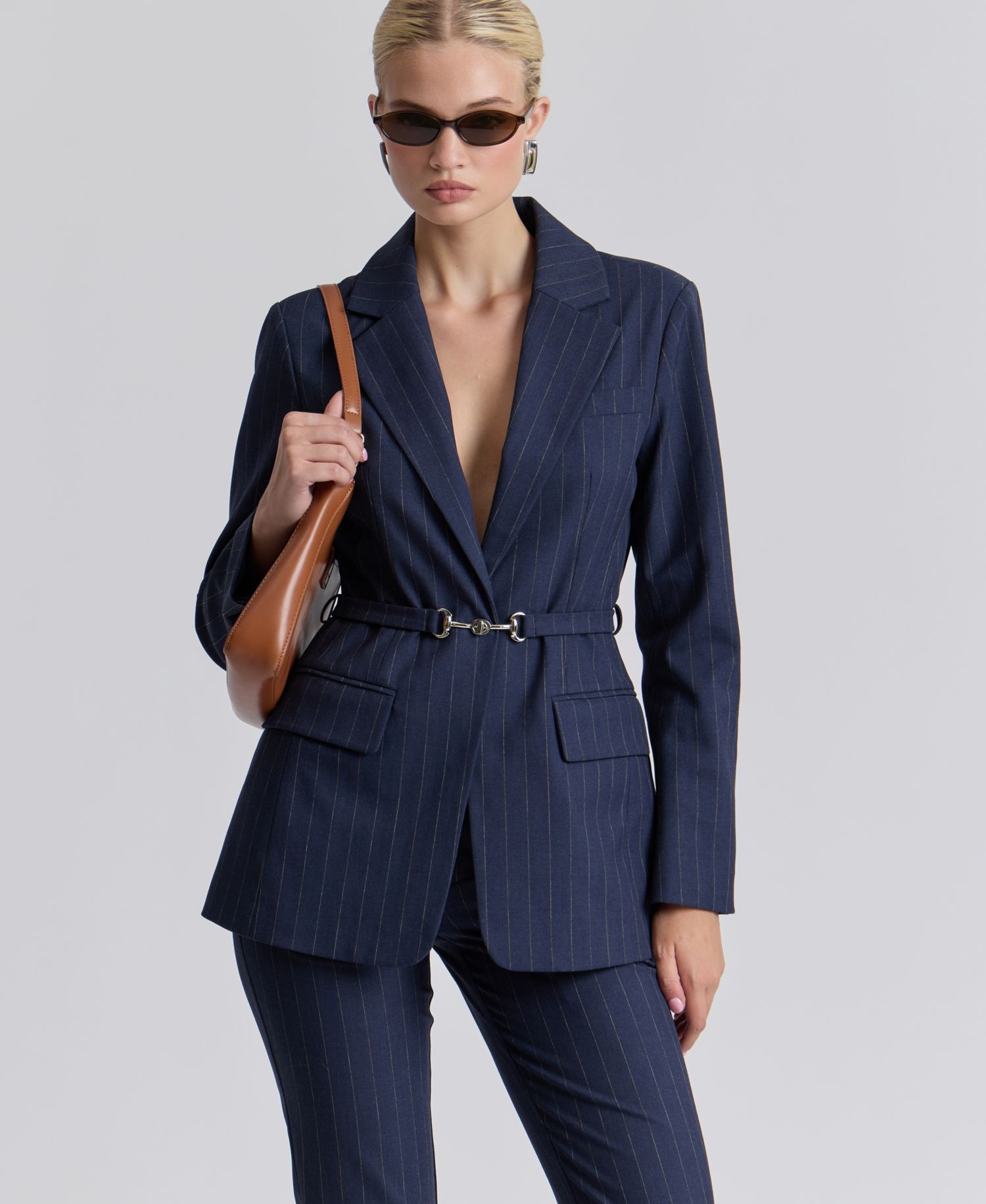 Women's Spread Collar Belted Blazer