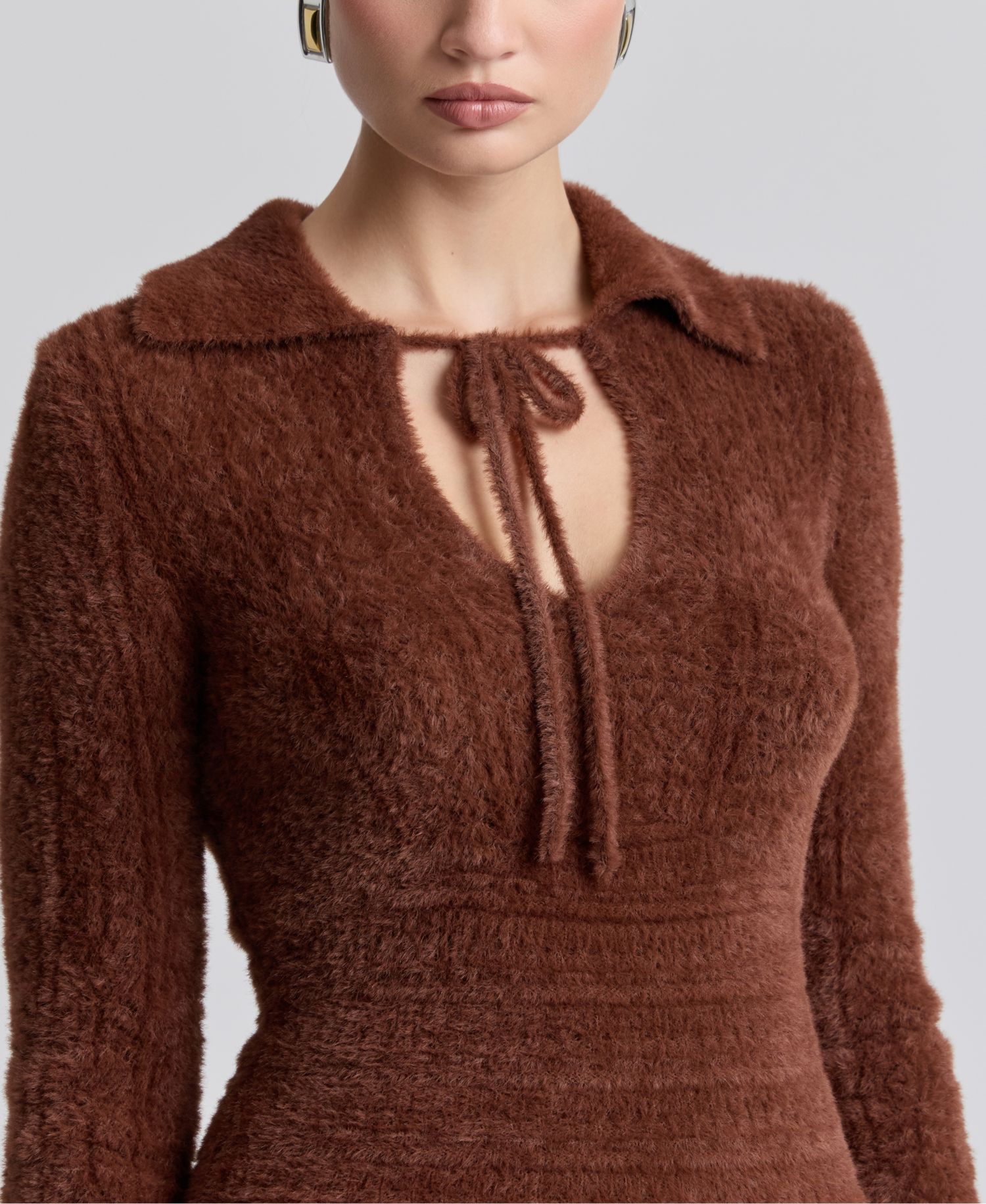 Women's Spread Collar Keyhole Sweater