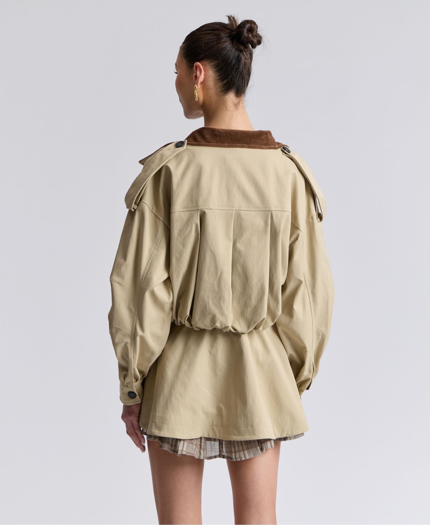 Women's Buton-Front Short Trench Coat
