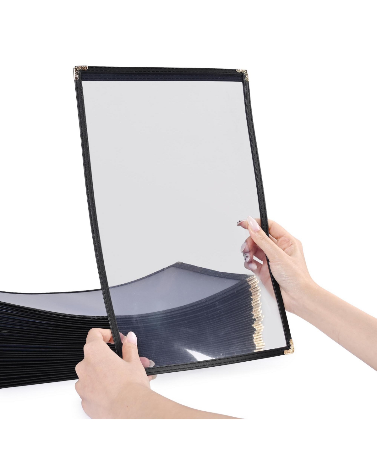 WeChef 60 Pack Restaurant Menu Covers 8.5x14" Single Page 2 View Pvc Transparent for Wine List Cafe Bar Club