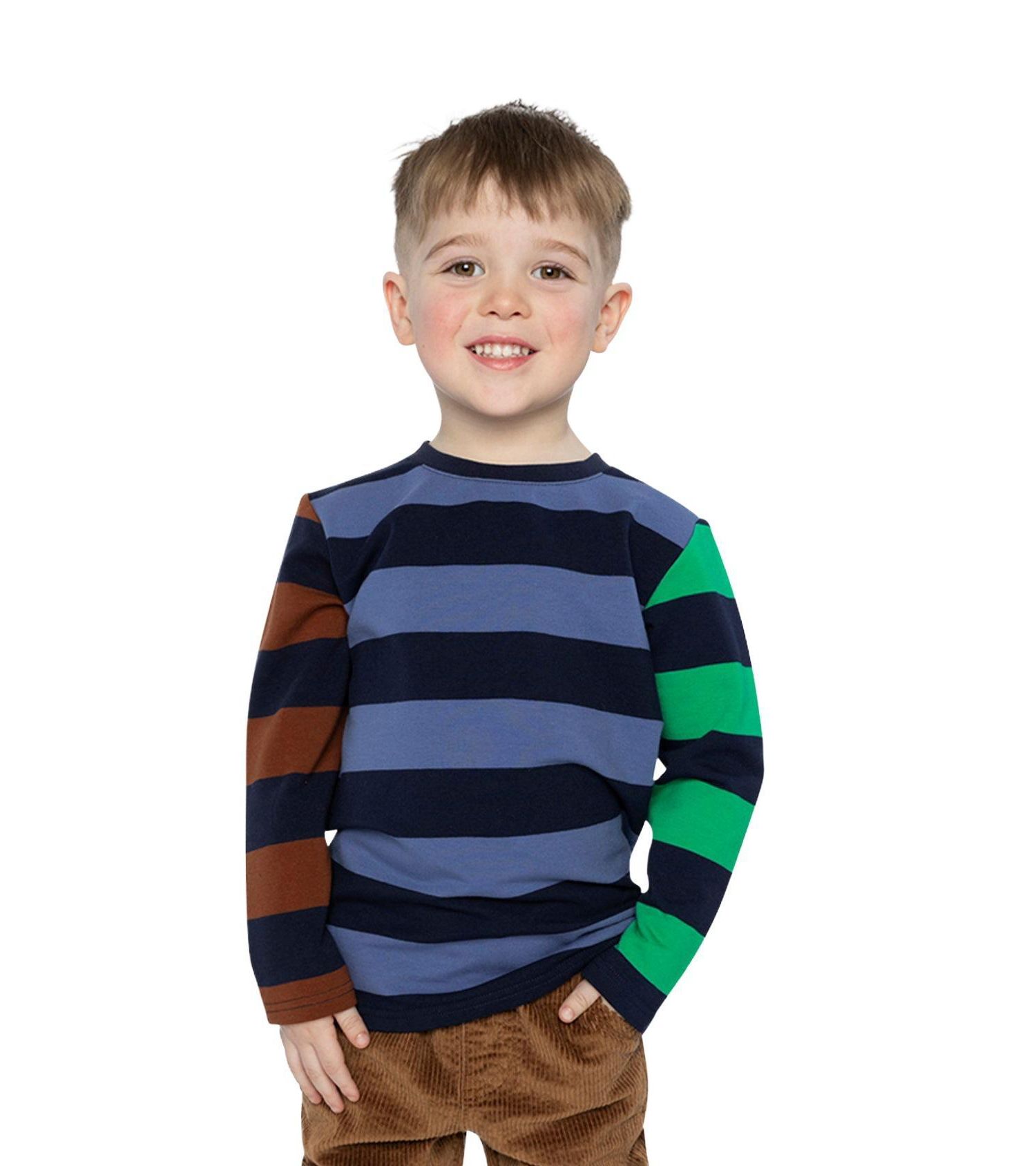 Little and Big Boy Large Striped Long Sleeve T-Shirt