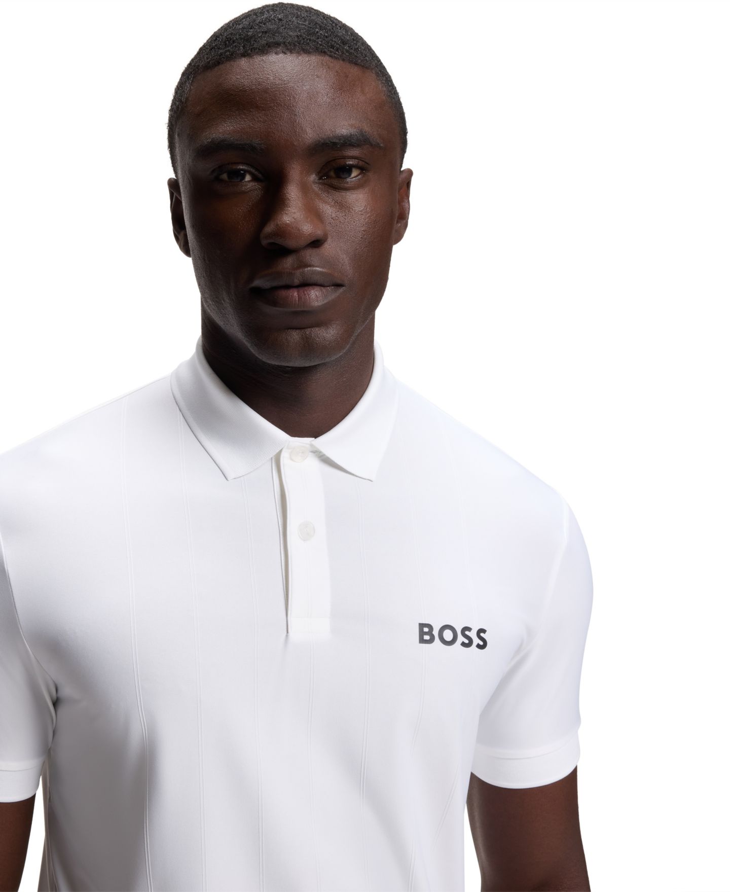 Мужское поло Hugo Boss Four-Way Stretch Stripe-Jersey Slim-Fit Polo Shirt, цвет: Чёрный — фото 13