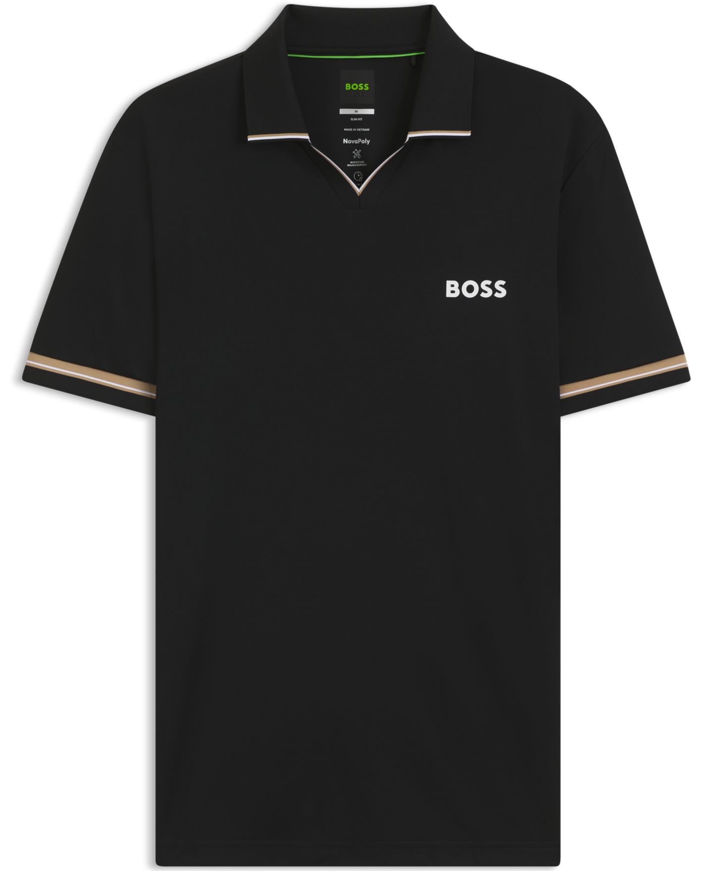 Мужское поло Hugo Boss Signature-Stripe Active Slim-Fit Polo Shirt, цвет: Чёрный — фото 2