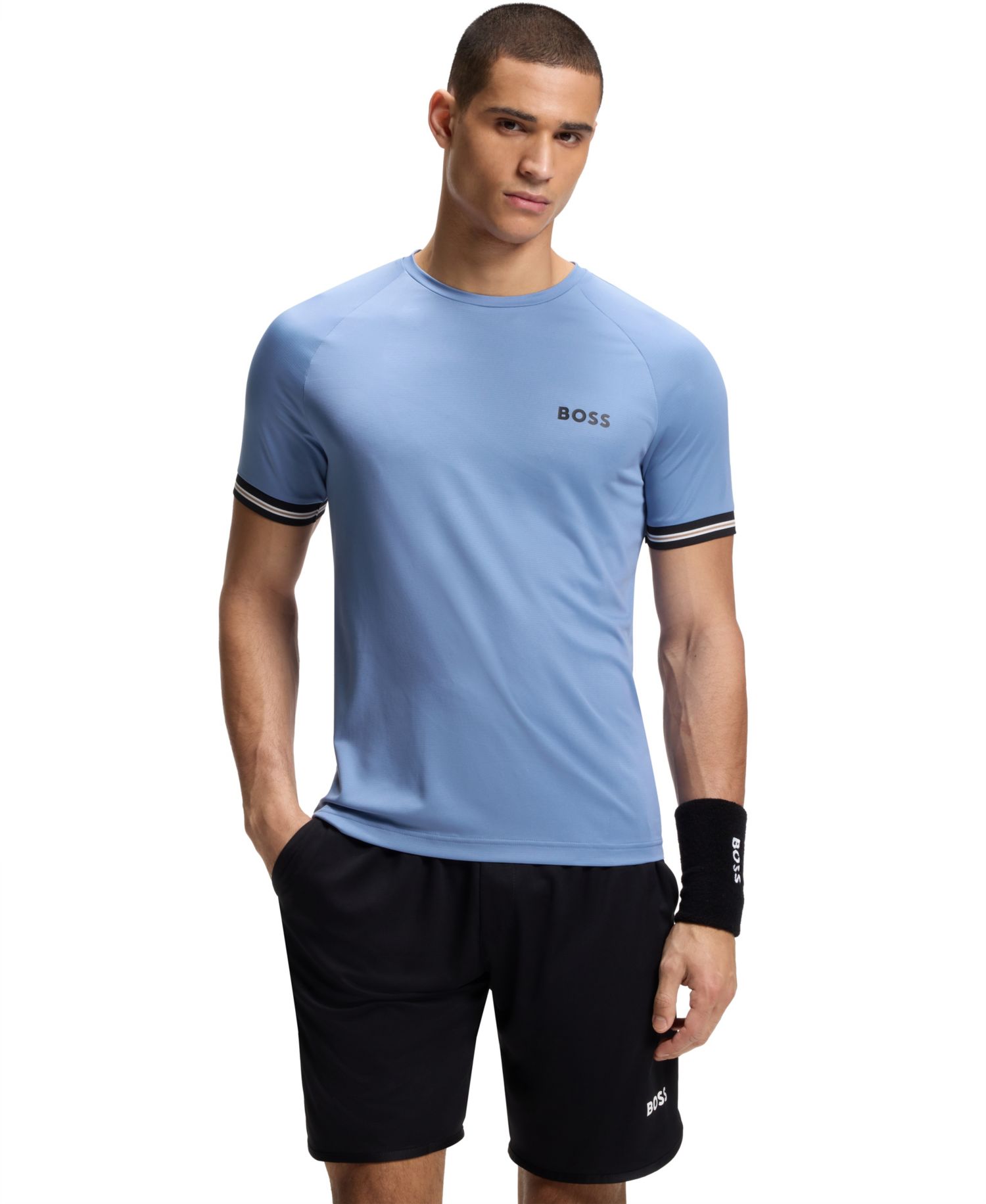 Men's Active Tennis-Ball Embossing Slim-Fit T-Shirt
