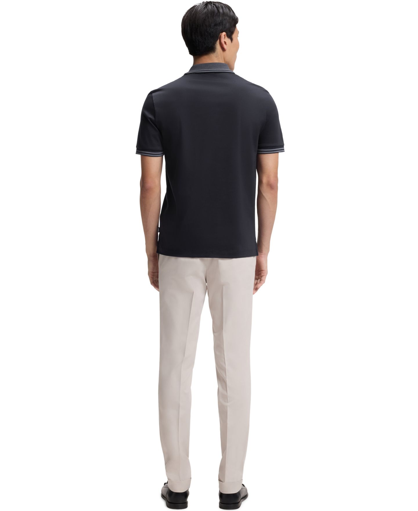 Мужское поло Hugo Boss Mercerized-Cotton Slim-Fit Polo Shirt, цвет: Тёмный синий — фото 3