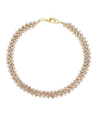 Gold Edgy Curb Crystal Chain Anklet