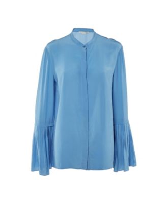 Women's Pleated Flared-Sleeve Silk Blouse