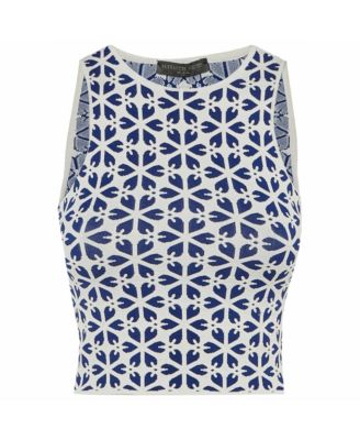 Women's Floral Jacquard Knit Crop Top