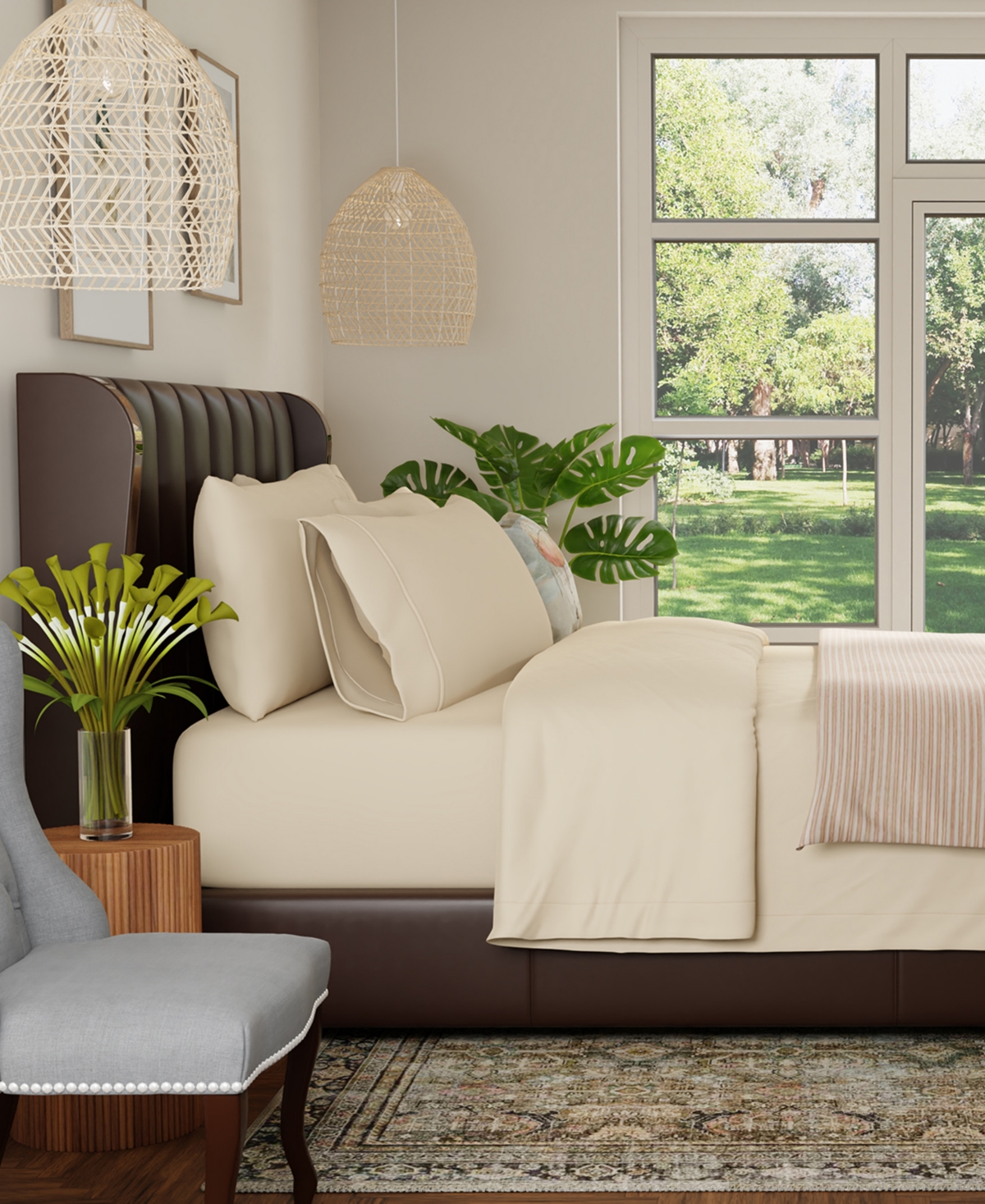 Color Sense 1200-Thread Count Cotton Blend 6-Piece Sheet Set