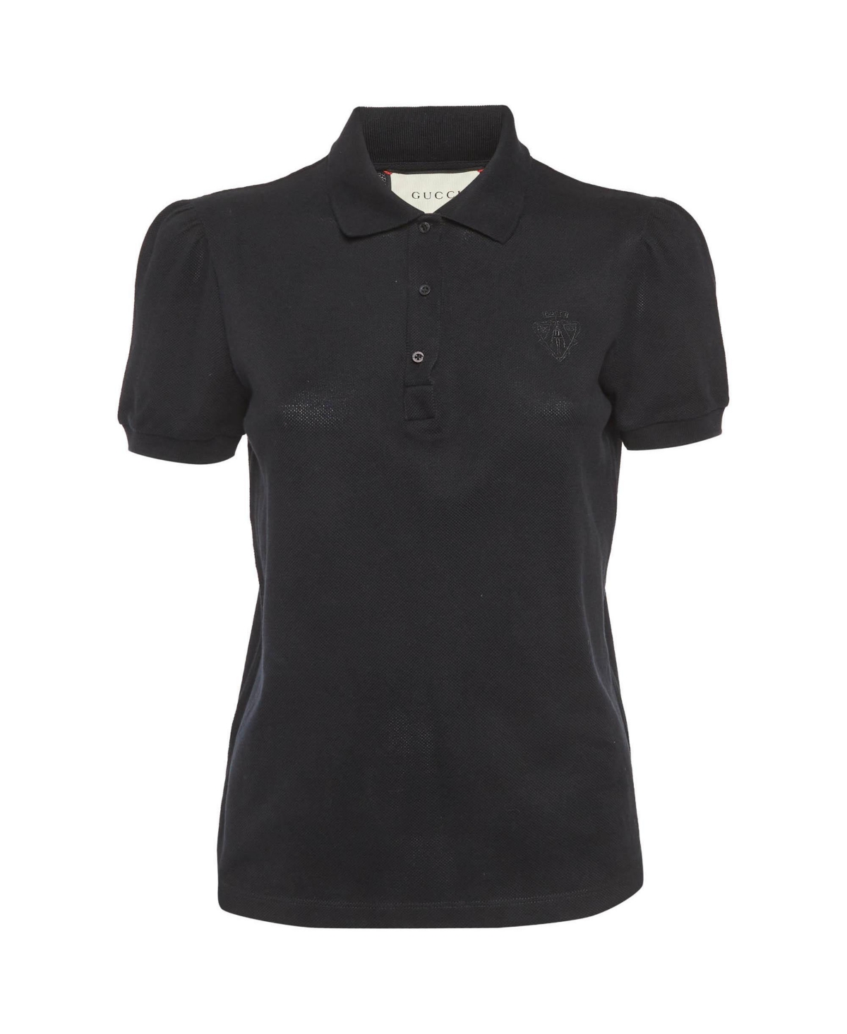 Pre-Owned Gucci Women's Puffed Sleeve Pique Polo Shirt - Black