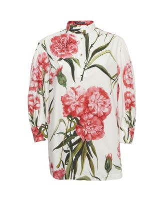 Women's Carnation-Print Cotton Poplin Blouse