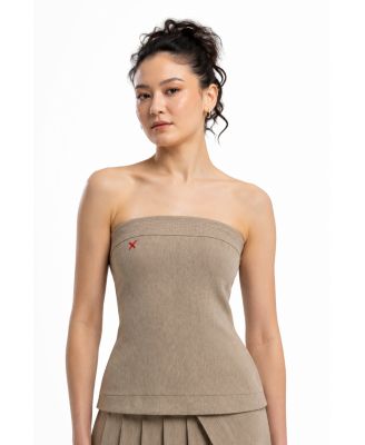Women's Linen-Blend Strapless Top