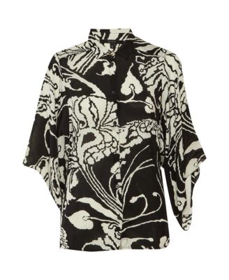 Women's Monochrome Printed Silk Shirt
