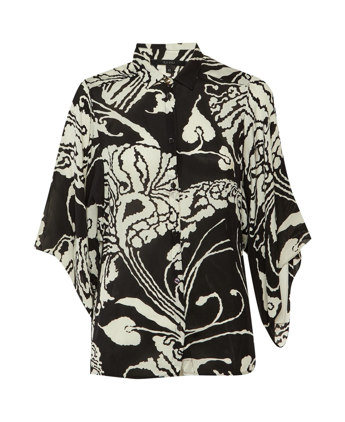 Pre-Owned Gucci Women's Monochrome Printed Silk Shirt