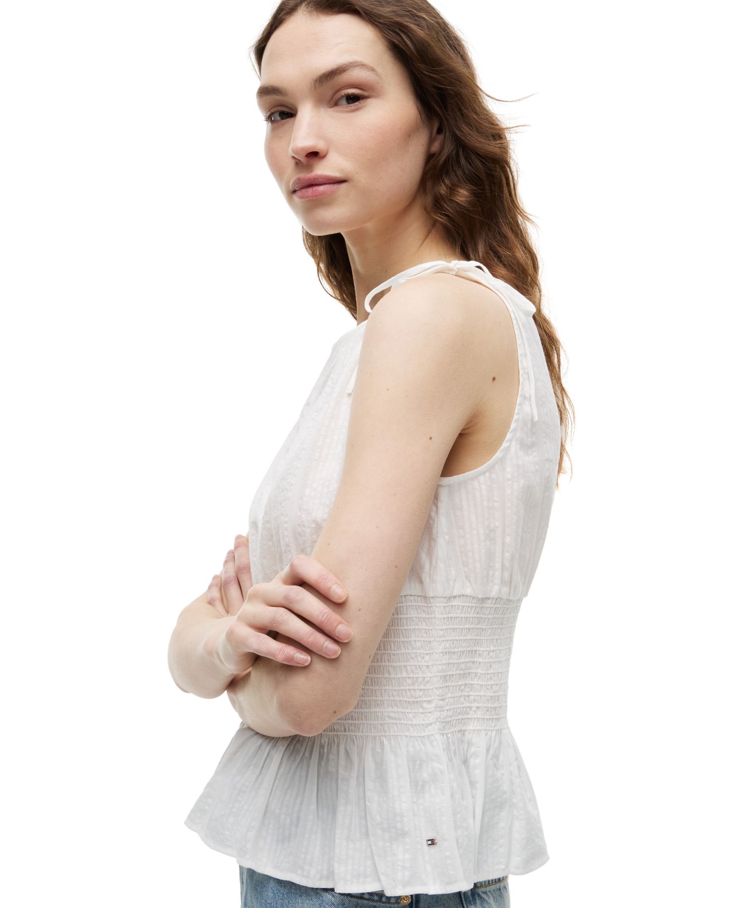 Women's Smocked Shoulder-Tie Top