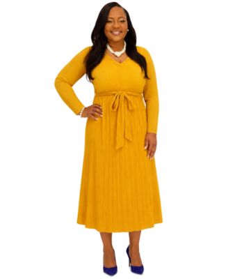 Women's V-Neck Long-Sleeve Dress