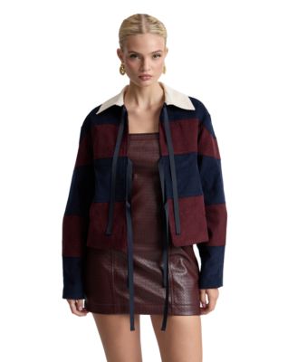Women's Striped Rugby Front Tie Jacket