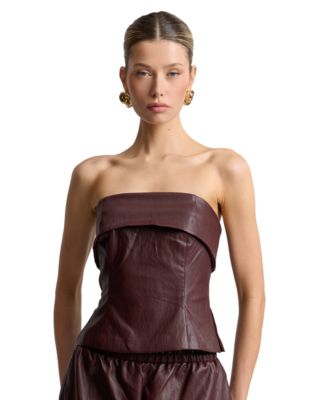 Women's Faux Leather Sleeveless Tube Top